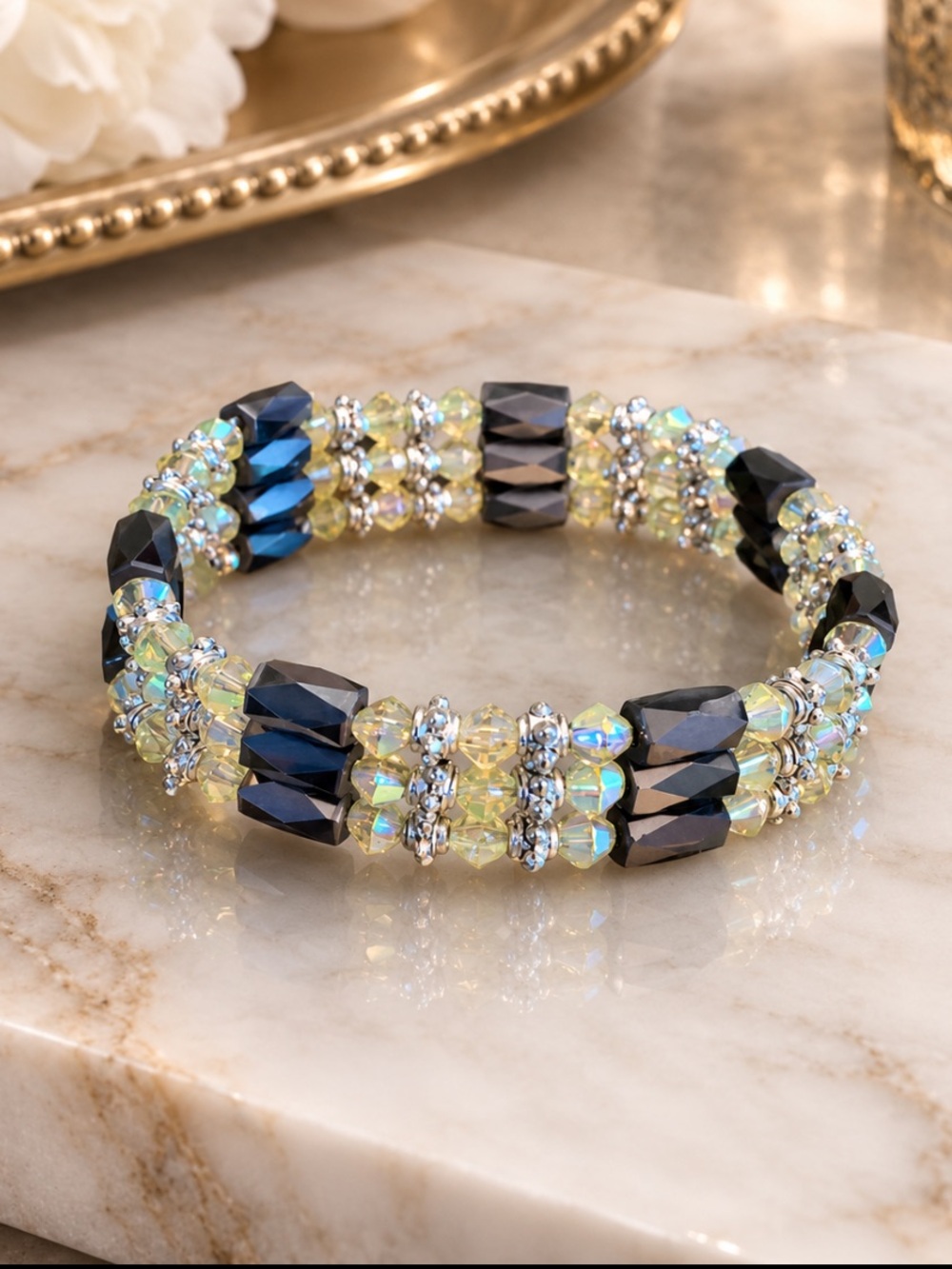 Wide Beaded Bracelet